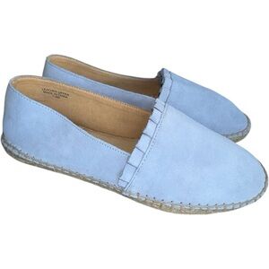 TALBOTS | NEW Izzy Espadrilles Suede Slip On Shoe Leather + Memory Foam Blue 7.5